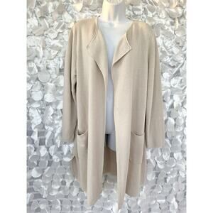 J Crew Women’s Large Heather Dove Linen Long Cardigan Sweater Jacket Juliette